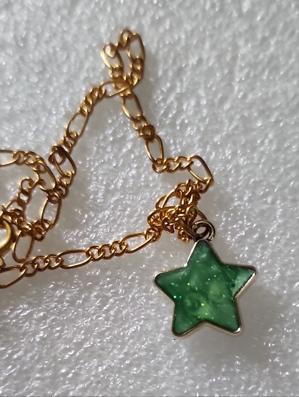 Gold-Tone Bracelet / Anklet with Green Star Charm